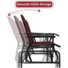 Giantex Patio Bench Glider Chair with Metal Frame, Center Tempered Glass Table, Outside Double Rocking Swing Loveseat for Porch, Garden, Poolside, Balcony, Lawn Rocker Outdoor Glider Bench(Gray)(Burgundy)