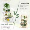 Giantex Plant Stand Indoor, 3-Tier Metal Ladder Plant Rack with Hanging Bar, Trellis, Grid Shelf, Tall Plant Holder Rack Flower Pot Organizer for Indoor, Garden, Balcony, Living Room (White)