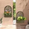 Giantex Raised Garden Bed Set of 2 – Wall-Mounted & Freestanding Decorative Planter Boxes with Trellises, Heavy-Duty Metal Elevated Bed for Climbing Plants, Outdoor Indoor Planter for Yard Balcony