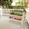 Giantex Raised Garden Bed, Vertical Planter with Storage Shelf, 3 Tier Elevated Planter Box with Side Hooks, Indoor Outdoor Wood Garden Bed for Balcony, Garden, Lawn (Natural)(Natural)