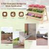 Giantex Raised Garden Bed, Vertical Planter with Storage Shelf, 3 Tier Elevated Planter Box with Side Hooks, Indoor Outdoor Wood Garden Bed for Balcony, Garden, Lawn (Natural)(Natural)
