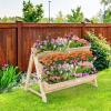 Giantex Raised Garden Bed, Vertical Planter with Storage Shelf, 3 Tier Elevated Planter Box with Side Hooks, Indoor Outdoor Wood Garden Bed for Balcony, Garden, Lawn (Natural)(Natural)