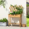 Giantex Raised Garden Bed on Wheels, Rolling Planter Boxes with Trellis, Storage Shelf & Black Liner, Indoor Outdoor Wood Raised Bed for Flower Climbing Vine, 36”x12”x51”