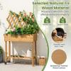 Giantex Raised Garden Bed on Wheels, Rolling Planter Boxes with Trellis, Storage Shelf & Black Liner, Indoor Outdoor Wood Raised Bed for Flower Climbing Vine, 36”x12”x51”