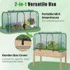 Giantex Raised Garden Bed with Cover, Wood Elevated Planter Box with Legs & Mini Greenhouse, Waterproof Sun-Protective PE Green House Cover, Outdoor Use for Fruit Vegetable Flower Herb (White+Gray)(Green+natural)