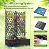 Giantex Raised Garden Bed with Lattice Trellis, Self-Watering Planter Box with Drain Hole for Vine Vegetable Herb Flower Fruit, Indoor Outdoor Standing Privacy Fence for Yard Porch Balcony(32″LX16″WX50″H)