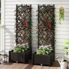 Giantex Raised Garden Bed with Lattice Trellis, Self-Watering Planter Box with Drain Hole for Vine Vegetable Herb Flower Fruit, Indoor Outdoor Standing Privacy Fence for Yard Porch Balcony(32″LX16″WX50″H)