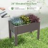 Giantex Raised Garden Bed with Legs, Self-Watering Planter Box with Water Level Indicator, Drainage Hole & Detachable Space Dividers, Outdoor Plant Container for Flower, Vegetable, Fruit, Herb (Brown)(Brown)