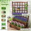 Giantex Raised Garden Bed with Legs and Trellis, 2-Tier Standing Planter Box with Drain Holes, Outdoor Elevated Garden Trellis for Vine Climbing, Flower Vegetable Fruit Herb Growing, Rustic Brown(2)