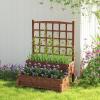 Giantex Raised Garden Bed with Legs and Trellis, 2-Tier Standing Planter Box with Drain Holes, Outdoor Elevated Garden Trellis for Vine Climbing, Flower Vegetable Fruit Herb Growing, Rustic Brown(1)