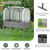 Giantex Raised Garden Bed with Mini Greenhouse, w/Dual Zipper Door, 48”x22”x54” Planter with Green House for Patio Lawn Garden, Easy Assembly (Gray & White)(Gray & White)