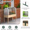 Giantex Raised Garden Bed with Mini Greenhouse, w/Dual Zipper Door, 48”x22”x54” Planter with Green House for Patio Lawn Garden, Easy Assembly (Gray & White)(Natural & White)