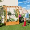Giantex Raised Garden Bed with Trellis, Wood Planter Box with Roof & Side Trellis, Drain Holes, Elevated Raised Bed with Trellis for Climbing Plant and Pot Hanging, Indoor Outdoor Patio Balcony