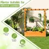 Giantex Raised Garden Bed with Trellis, Wood Planter Box with Roof & Side Trellis, Drain Holes, Elevated Raised Bed with Trellis for Climbing Plant and Pot Hanging, Indoor Outdoor Patio Balcony