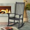 Giantex Rocking Chair Acacia Wood Frame, Porch Rocker Outdoor& Indoor for Garden, Lawn, Balcony, Backyard and Patio Porch Rocker (2, White)(Black)