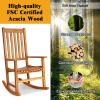 Giantex Rocking Chair Acacia Wood Frame, Porch Rocker Outdoor& Indoor for Garden, Lawn, Balcony, Backyard and Patio Porch Rocker (2, White)(Natural)