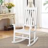 Giantex Rocking Chair Acacia Wood Frame, Porch Rocker Outdoor& Indoor for Garden, Lawn, Balcony, Backyard and Patio Porch Rocker (2, White)(White)