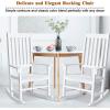 Giantex Rocking Chair Acacia Wood Frame, Porch Rocker Outdoor& Indoor for Garden, Lawn, Balcony, Backyard and Patio Porch Rocker (2, White)(White)
