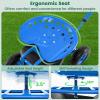 Giantex Rolling Garden Cart with Seat, 4-Wheel Gardening Workseat with Storage Basket, Swivel Stool Adjustable Seat, Steering Handle, Garden Utility Cart, Steel Frame (Green)(Blue)