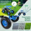 Giantex Rolling Garden Cart with Seat, 4-Wheel Gardening Workseat with Storage Basket, Swivel Stool Adjustable Seat, Steering Handle, Garden Utility Cart, Steel Frame (Green)(Blue)