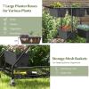 Giantex Rolling Raised Garden Bed w/ 7 Planter Boxes, Storage Baskets, Drainage Holes, 4 Lockable Casters, 3-Tier Freestanding Elevated Planter for Strawberry Vegetable Flower Herb
