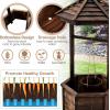Giantex Rustic Wooden Wishing Well Planter with Hanging Bucket, Roof Shadow, Reinforced Rod, Wishing Wells for Outdoors Backyard Patio Garden Outside Decor