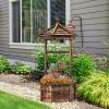 Giantex Rustic Wooden Wishing Well Planter with Hanging Bucket, Roof Shadow, Reinforced Rod, Wishing Wells for Outdoors Backyard Patio Garden Outside Decor