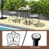 Giantex Set of 2 Patio Folding Chairs, Mosaic Bistro Chairs w/Backrest & Round Seat, Heavy-Duty Metal Frame, 330lbs Capacity, Outdoor Use for Porch Balcony Lawn(Black (Star Pattern))