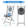 Giantex Set of 2 Patio Folding Chairs, Mosaic Bistro Chairs w/Backrest & Round Seat, Heavy-Duty Metal Frame, 330lbs Capacity, Outdoor Use for Porch Balcony Lawn(Multicolor (Floral Pattern))