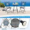 Giantex Set of 2 Patio Folding Chairs, Mosaic Bistro Chairs w/Backrest & Round Seat, Heavy-Duty Metal Frame, 330lbs Capacity, Outdoor Use for Porch Balcony Lawn(Multicolor (Floral Pattern))