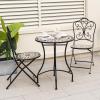 Giantex Set of 2 Patio Folding Chairs, Mosaic Bistro Chairs w/Backrest & Round Seat, Heavy-Duty Metal Frame, 330lbs Capacity, Outdoor Use for Porch Balcony Lawn(Black (Star Pattern))