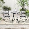 Giantex Set of 2 Patio Folding Chairs, Mosaic Bistro Chairs w/Backrest & Round Seat, Heavy-Duty Metal Frame, 330lbs Capacity, Outdoor Use for Porch Balcony Lawn(Black (Star Pattern))