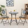 Giantex Set of 2 Patio Folding Chairs, Mosaic Bistro Chairs w/Backrest & Round Seat, Heavy-Duty Metal Frame, 330lbs Capacity, Outdoor Use for Porch Balcony Lawn(Multicolor (Floral Pattern))