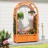 Giantex Set of 2 Raised Garden Bed with Arch Trellis, for Climbing Vine Flower Vegetable, Wood Planter Box with Liner & Drainage Design, Outdoor Plant Container for Yard Balcony (33″x14″x58″)(1)