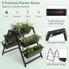 Giantex Set of 2 Vertical Raised Garden Bed, 5 Planter Boxes Container w/Drainage Holes, 31″ H Freestanding Heavy-Duty Metal Frame, Indoor Outdoor Raised Bed for Vegetables Herbs Flowers to Grow(1)