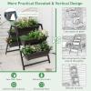 Giantex Set of 2 Vertical Raised Garden Bed, 5 Planter Boxes Container w/Drainage Holes, 31″ H Freestanding Heavy-Duty Metal Frame, Indoor Outdoor Raised Bed for Vegetables Herbs Flowers to Grow(1)