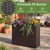 Giantex Wicker Raised Garden Bed with Wheels, 38”x12”x14”, Rectangular Garden Planter Box w/PE Rattan, Liner Fabric, Wicker Patio Elevated Raised Bed for Vegetable Flower Herb Porch Balcony(2)