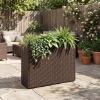 Giantex Wicker Raised Garden Bed with Wheels, 38”x12”x14”, Rectangular Garden Planter Box w/PE Rattan, Liner Fabric, Wicker Patio Elevated Raised Bed for Vegetable Flower Herb Porch Balcony(1)