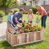 Giantex Wood Raised Garden Bed, 46″x24″x16″ Rectangular Planter Box w/Drainage Holes for Growing Vegetables, Flowers, Herbs, Fruits, Easy Assembly, Outdoor Planting Bed for Backyard, Garden, Lawn(Weathered Gray)