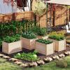 Giantex Wood Raised Garden Bed, 47.5″x47.5″x24.5″ Elevated Planter Box w/Open-Ended Base for Deep-Rooted Plant Vegetable Fruit Flower, Outdoor Solid Wood Planter for Patio Backyard(1)