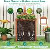 Giantex Wood Raised Garden Bed with Trellis, Outdoor Planter Box for Vines Flowers Vegetables, Herbs, Freestanding Plant Container Privacy Planters for Porch, Patio, Backyard(1)