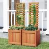 Giantex Wood Raised Garden Bed with Trellis, Outdoor Planter Box for Vines Flowers Vegetables, Herbs, Freestanding Plant Container Privacy Planters for Porch, Patio, Backyard(2)