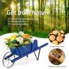 Giantex Wood Wagon Planter, Small Wheelbarrow Wagon Cart, Indoor & Outdoor Decorative Raised Bed W/ 9 Magnetic Accessories, Flower Pot Wheelbarrow Cart for Garden Backyard (Red)(Blue)