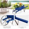 Giantex Wood Wagon Planter, Small Wheelbarrow Wagon Cart, Indoor & Outdoor Decorative Raised Bed W/ 9 Magnetic Accessories, Flower Pot Wheelbarrow Cart for Garden Backyard (Red)(Blue)