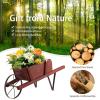 Giantex Wood Wagon Planter, Small Wheelbarrow Wagon Cart, Indoor & Outdoor Decorative Raised Bed W/ 9 Magnetic Accessories, Flower Pot Wheelbarrow Cart for Garden Backyard (Red)(Red)