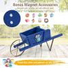 Giantex Wood Wagon Planter, Small Wheelbarrow Wagon Cart, Indoor & Outdoor Decorative Raised Bed W/ 9 Magnetic Accessories, Flower Pot Wheelbarrow Cart for Garden Backyard (Red)(Blue)