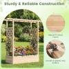 Giantex Wooden Raised Garden Bed with Trellis & Hanging Roof, Fir Wood Planter Box, 45” Freestanding Elevated Garden Bed for Outdoor Climbing Plants Vegetables Flowers, Patio & Balcony, Orange(Natural)