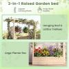 Giantex Wooden Raised Garden Bed with Trellis & Hanging Roof, Fir Wood Planter Box, 45” Freestanding Elevated Garden Bed for Outdoor Climbing Plants Vegetables Flowers, Patio & Balcony, Orange(Natural)