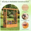 Giantex Wooden Raised Garden Bed with Trellis & Hanging Roof, Fir Wood Planter Box, 45” Freestanding Elevated Garden Bed for Outdoor Climbing Plants Vegetables Flowers, Patio & Balcony, Orange(Orange)