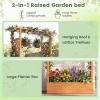 Giantex Wooden Raised Garden Bed with Trellis & Hanging Roof, Fir Wood Planter Box, 45” Freestanding Elevated Garden Bed for Outdoor Climbing Plants Vegetables Flowers, Patio & Balcony, Orange(Orange)
